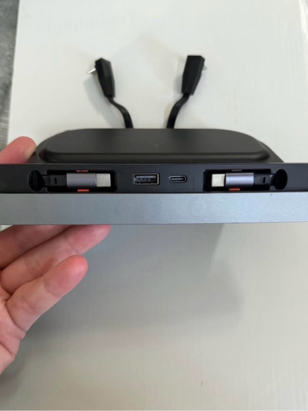 Tesla USB Hub Docking Station in Black and Silver with Dual USB-A/Type-C
